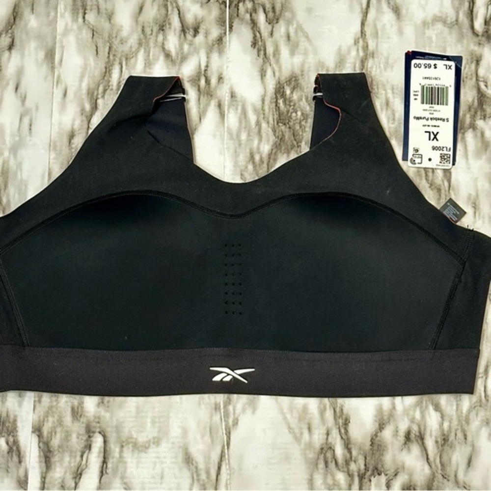 Reebok Black Sports Bra Adjustable Band And Straps Work Out Puremove Wide Band
